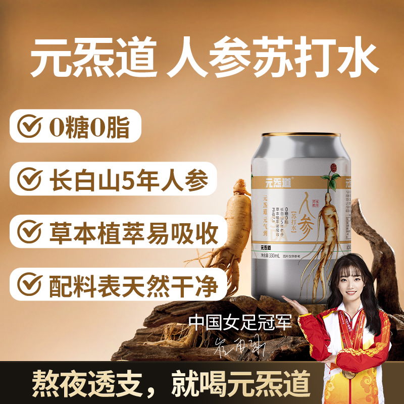 元炁道人参苏打水 330ml*10罐/件（新用户下单首箱享五折优惠）